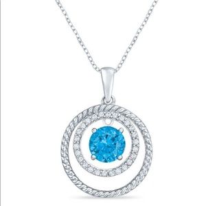 Blue Topaz & White Sapphire Double Circle Pendant